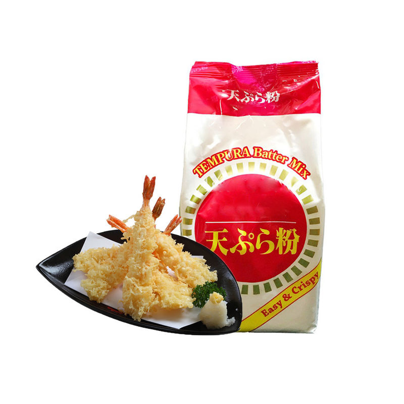 Tempura en polvo blanco camarón Tempura bolsa con 18 meses de vida útil textura lisa almacena frío seco.