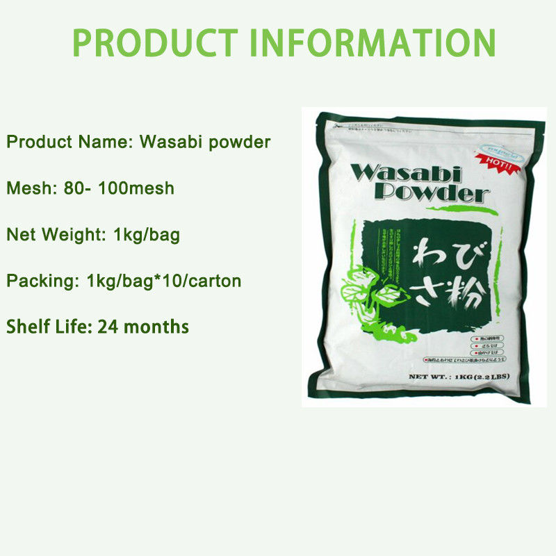 Fábrica OEM Wasabi seco condimento en polvo Wasabi picante en polvo 1 kg por bolsa Para el restaurante de sushi