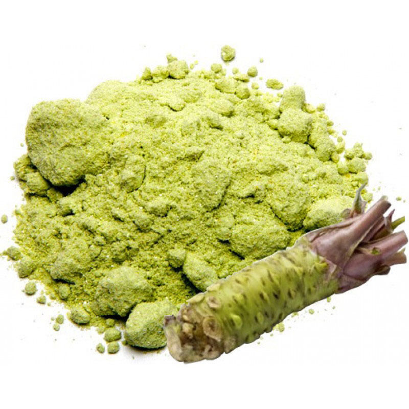 Polvo de Wasabi de estilo japonés, color verde vibrante, perfecto para salsas, aderezos y marinadas