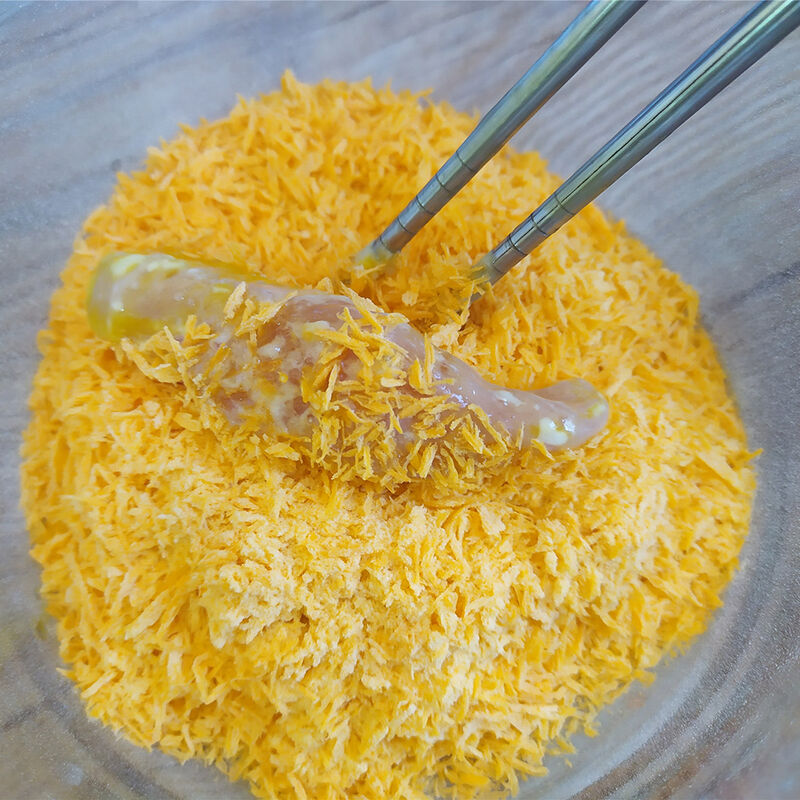 2-12mm Pan rallado Panko granulado con textura crujiente y color naranja para alimentos fritos
