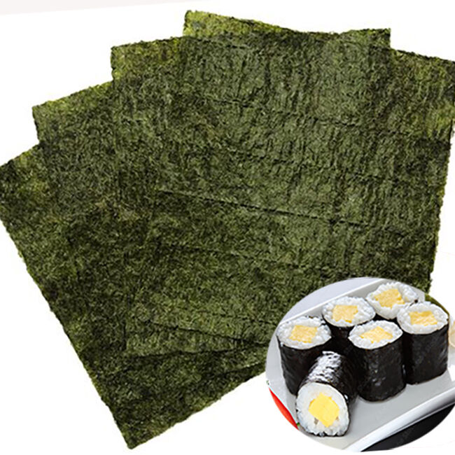 Low Moisture Extra Crispy Roasted Sushi Nori Sheets 19x21cm 100 Sheets Per Bag Dark Green Sushi Roll Seaweed