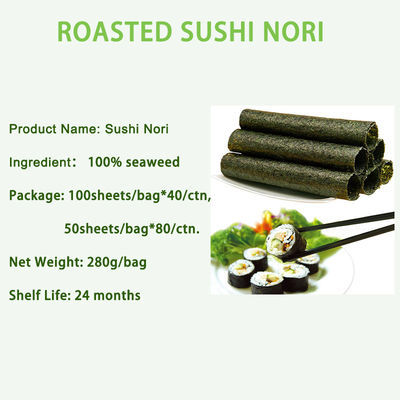 Color oscuro 19*21cm Alga de Nori asada Nori hoja 280g 100 hojas